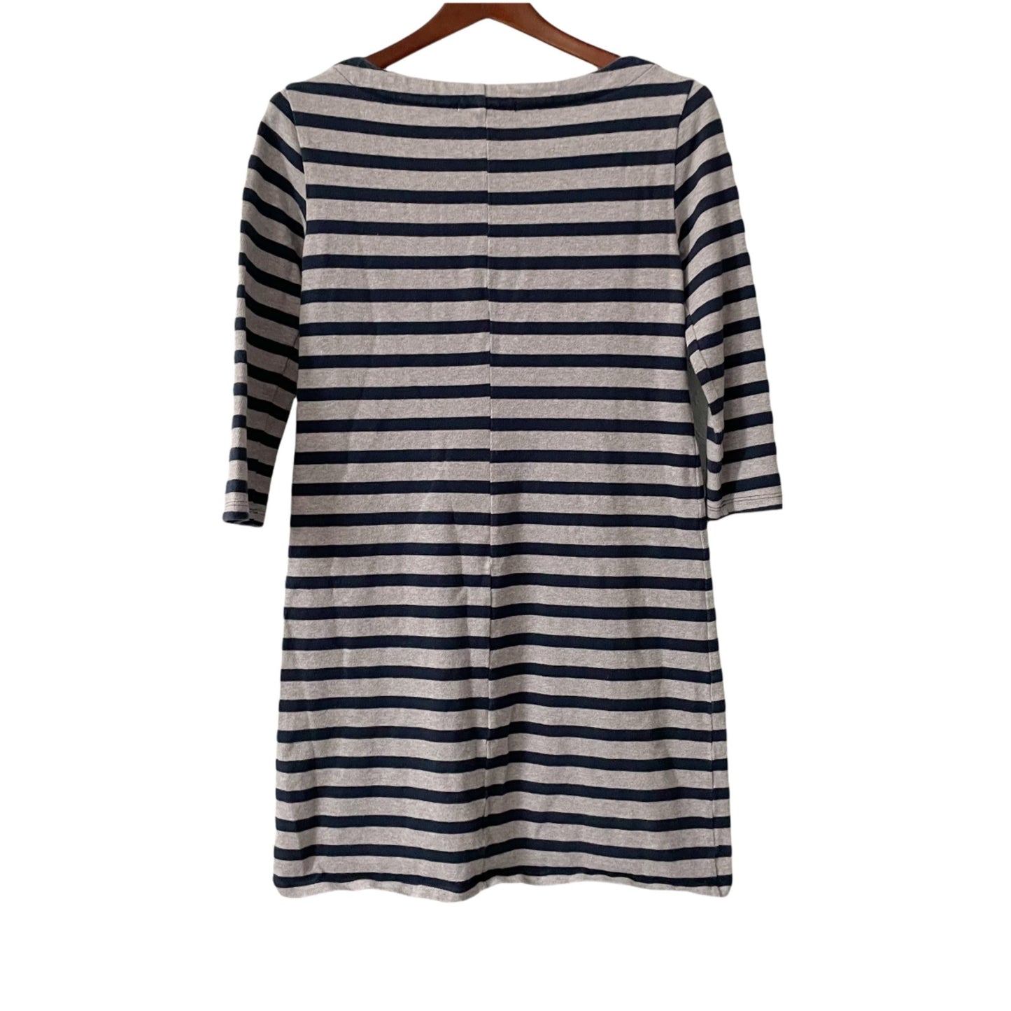 GAP Gray Navy Striped 3/4 Sleeve 100% Cotton Casual Dress Womens Size XS Basic