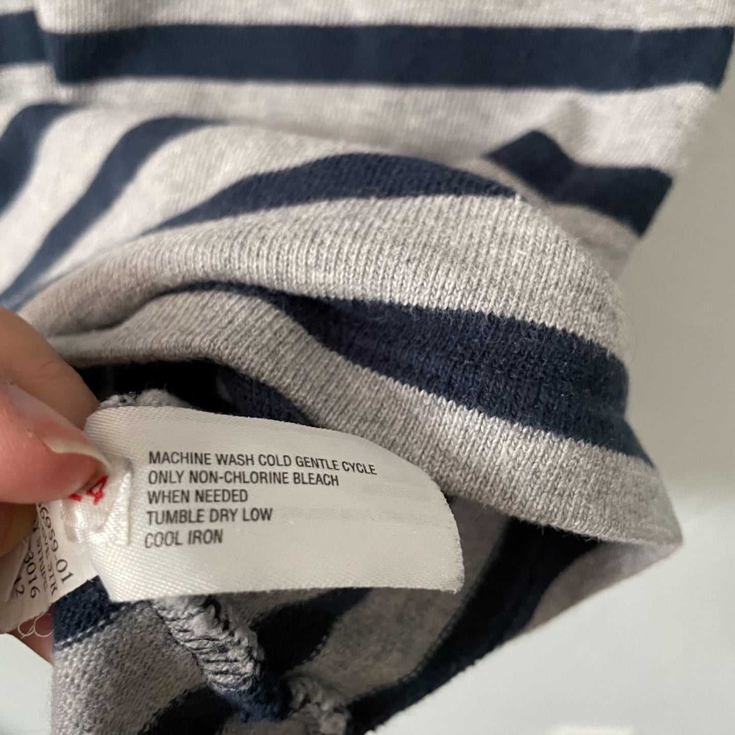 GAP Gray Navy Striped 3/4 Sleeve 100% Cotton Casual Dress Womens Size XS Basic