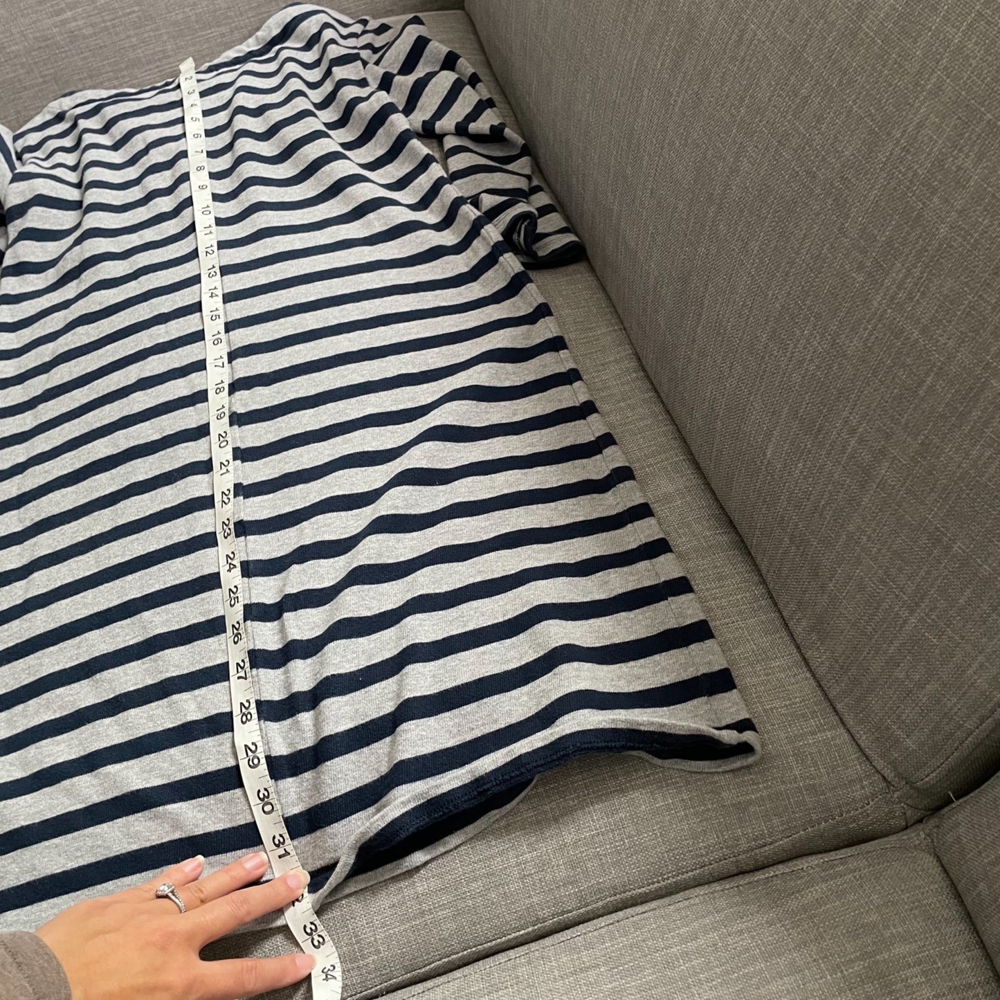 GAP Gray Navy Striped 3/4 Sleeve 100% Cotton Casual Dress Womens Size XS Basic