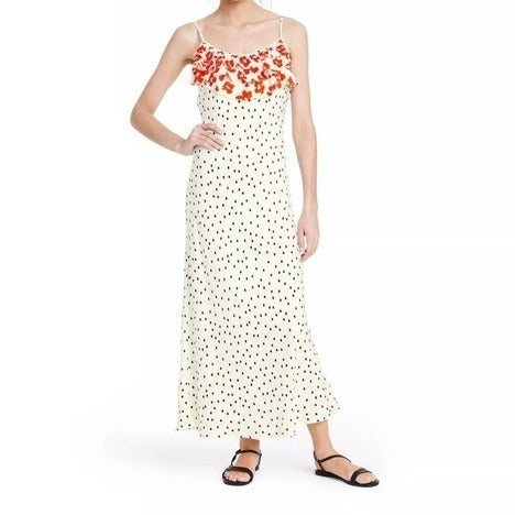Rixo For Target Leopard Polka Dot Ruffle Spaghetti Strap Maxi Dress Plus Size 4X