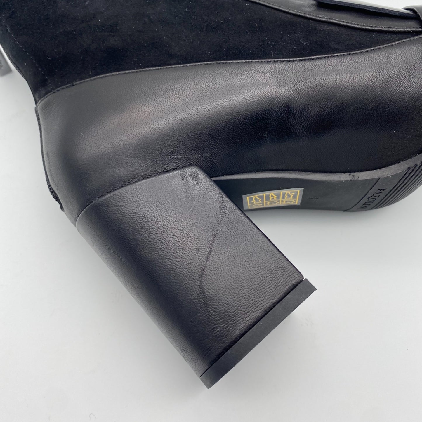 NWOT Carlo Pazolini Black Leather Kilte Block Heel Ankle Boots EU Size 37