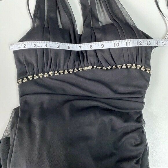 Cache Black Chiffon Formal Halter Neck Maxi Dress Women's Size 4 V-Neck Gown