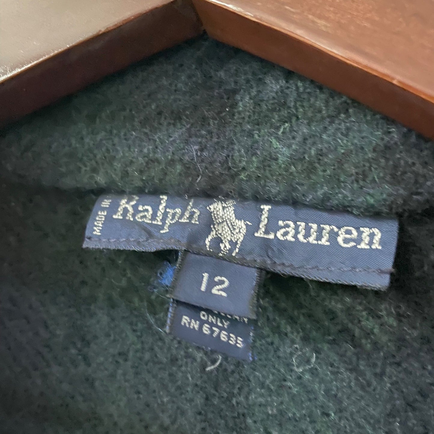 Vintage Ralph Lauren Black Watch Tartan Plaid 100% Wool Coat Women's Size 12
