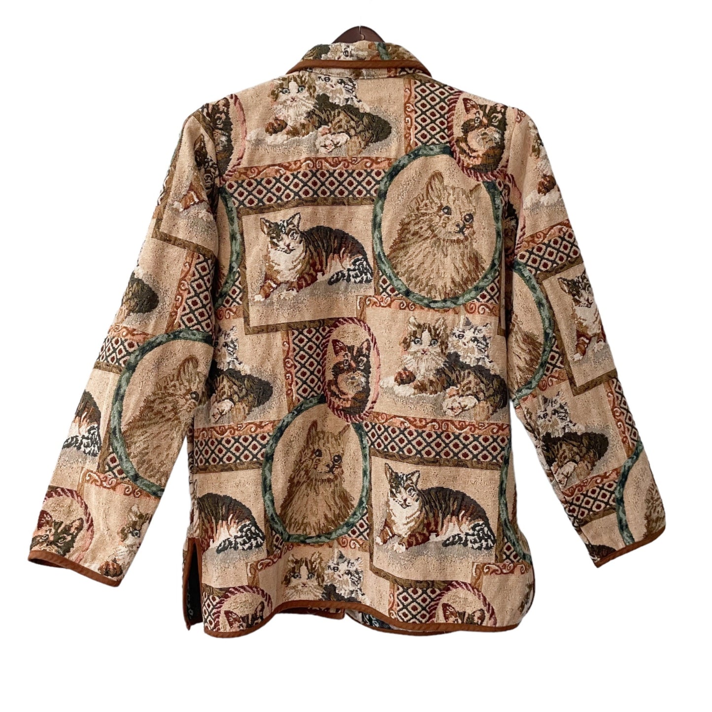 Blair Cat Portrait Novelty Print Tapestry Button Up Jacket Women's Size Medium