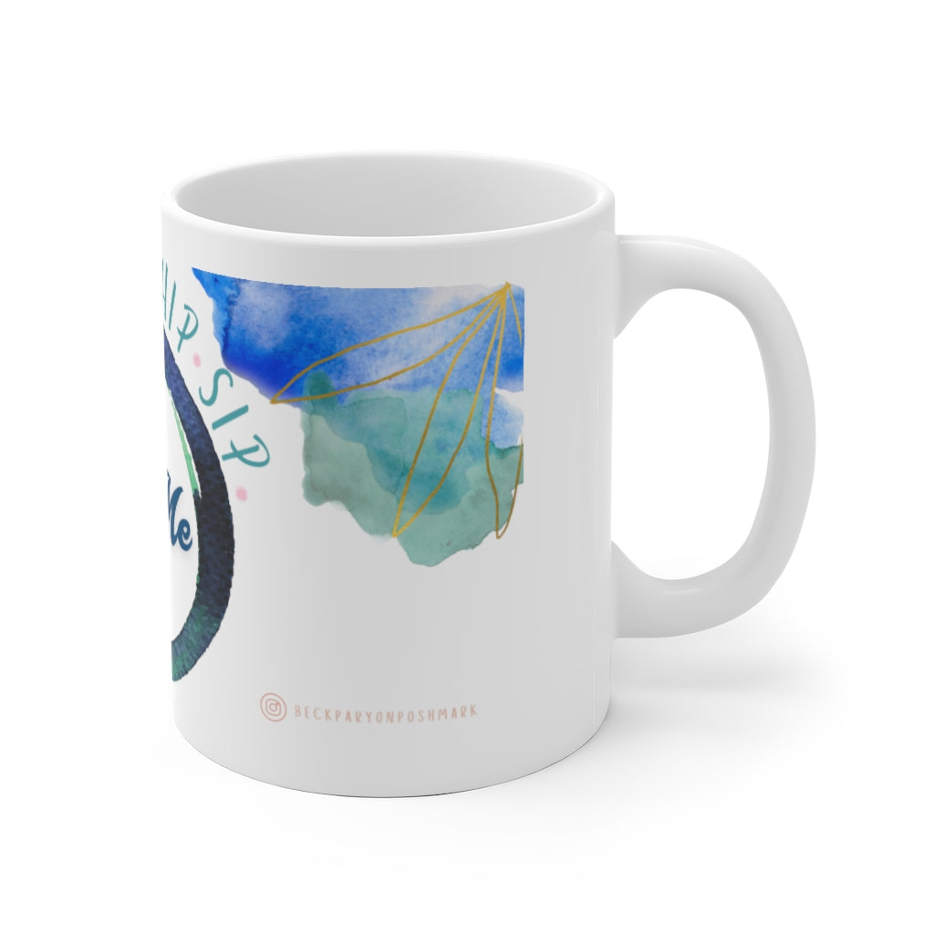 "THRIFT * SHIP * SIP WITH ME" Ceramic Mug - Designed by Fiona