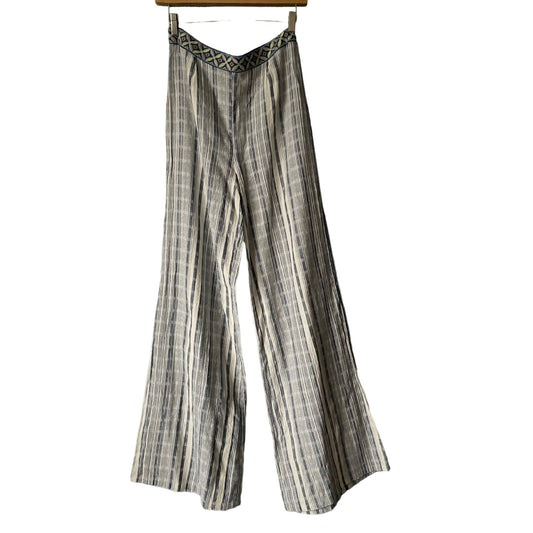 Flying Tomato Blue Striped Embroidered Waistband Wide Leg Pants Women's Large