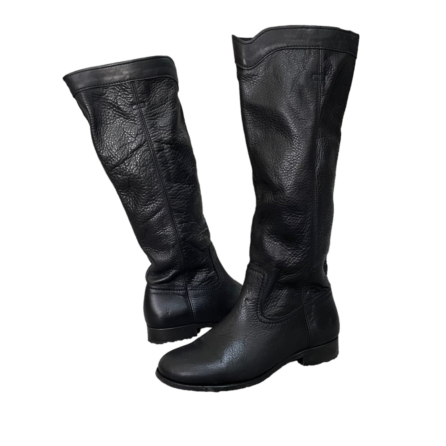 Frye Black Cora Roper Pebbled Leather Pull On Knee High Boots Women's Size 8