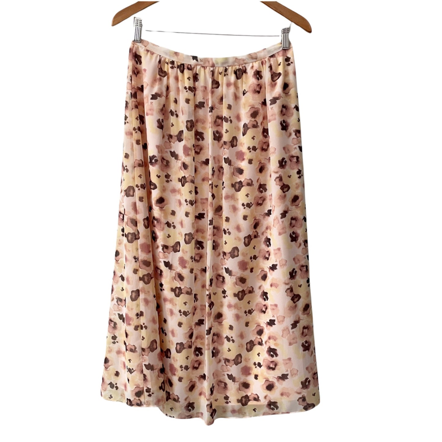 NWT Gianni Bini Vic Wildflower Floral Ivory/Rose Midi Skirt Women's Size Small