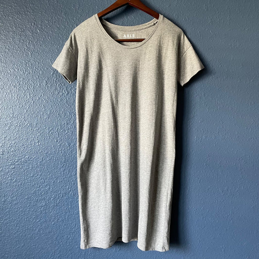 ABLE Gray Short Sleeve T-Shirt Dress Women's Size Small Cotton Casual Neutral