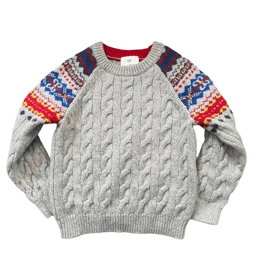 Hanna Andersson Gray Wool Blend Alpine Cable Knit Sweater Youth Size 100 US 4