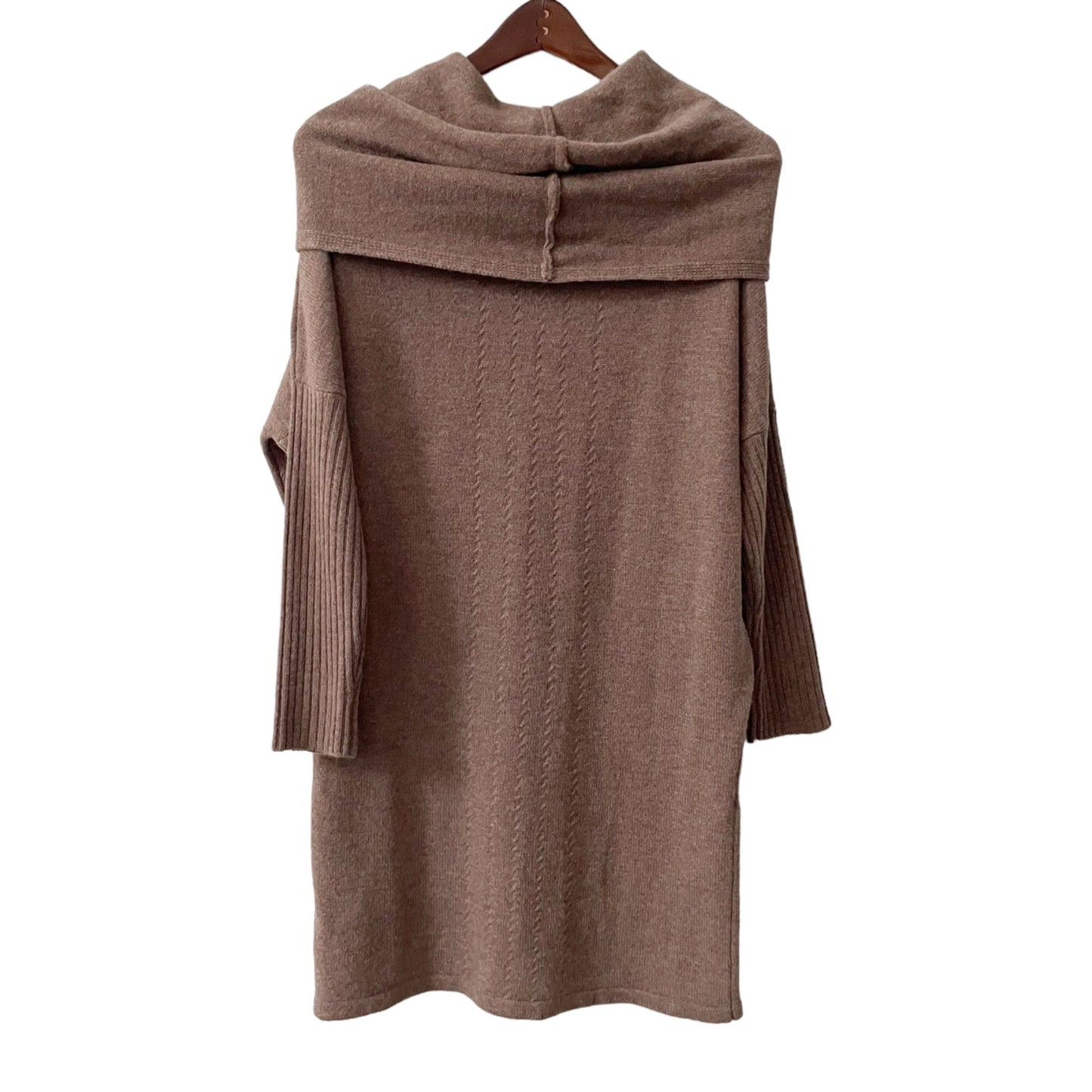 emu Brown Woolmark 100% Merino Wool Cowl Neck Sweater Dress Women's Size Medium