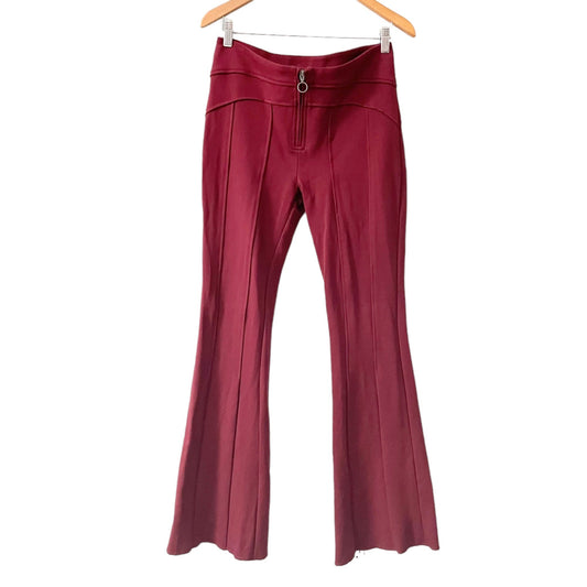 Free People Burgundy Ponte Knit High Rise Flare Pants Women's Size 4 Boho