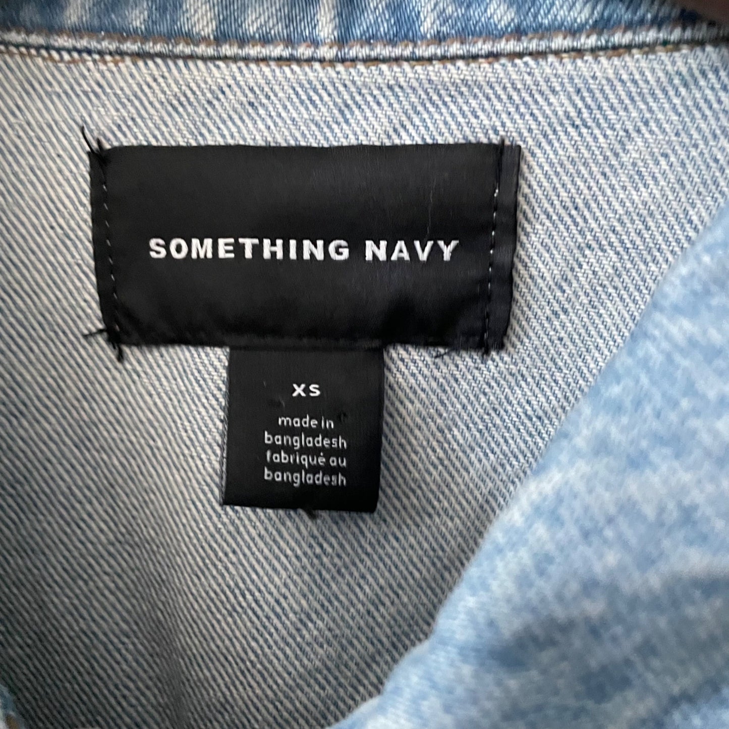 Something Navy Blue Light Wash Denim Jean Jacket Women's Size XS Casual Cotton