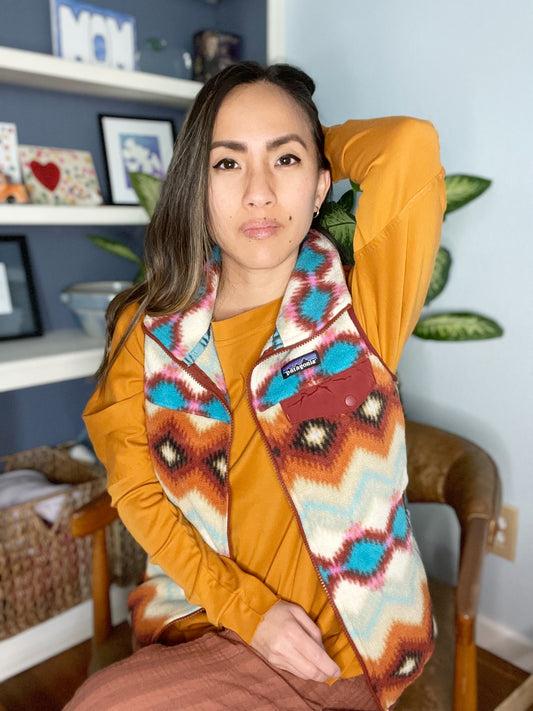 Patagonia Synchilla Fleece Southwestern Print Full Zip Vest Women's Size Small