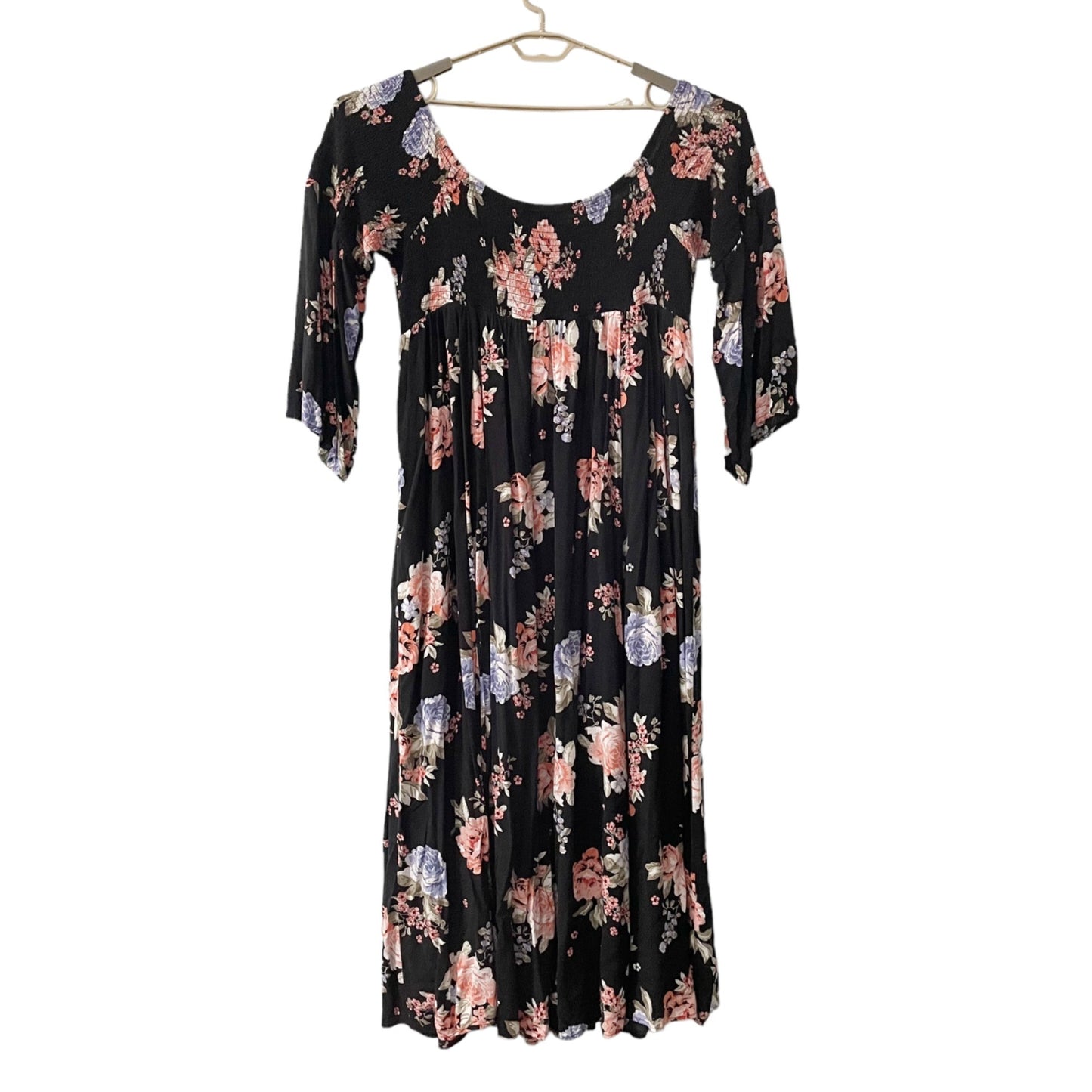 Torrid Black Floral Smocked Off the Shoulder Maxi Dress Women's Plus Size 4X