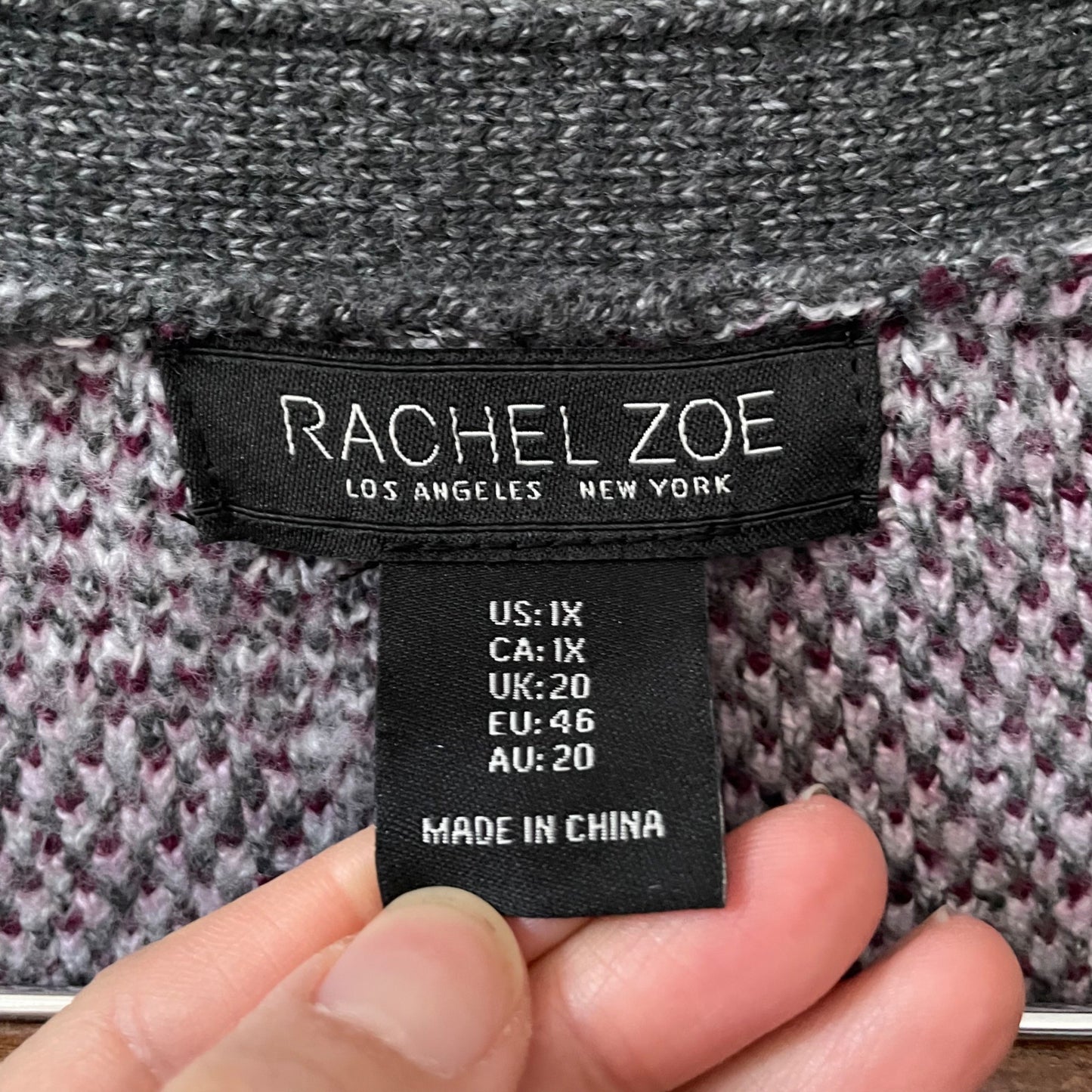 Rachel Zoe Gray Soft Open Front Floral Cardigan Women's Plus Size 1X Pockets