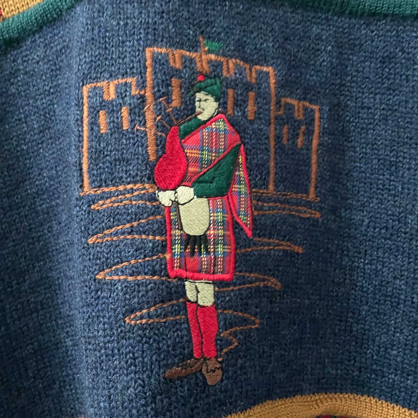 RARE Vintage Wolsey Navy Bagpipes Bagpiper Wool Blend Sweater Men's Size XL