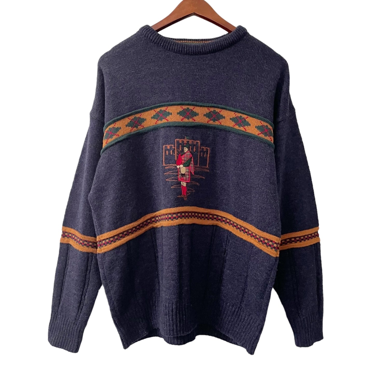 RARE Vintage Wolsey Navy Bagpipes Bagpiper Wool Blend Sweater Men's Size XL