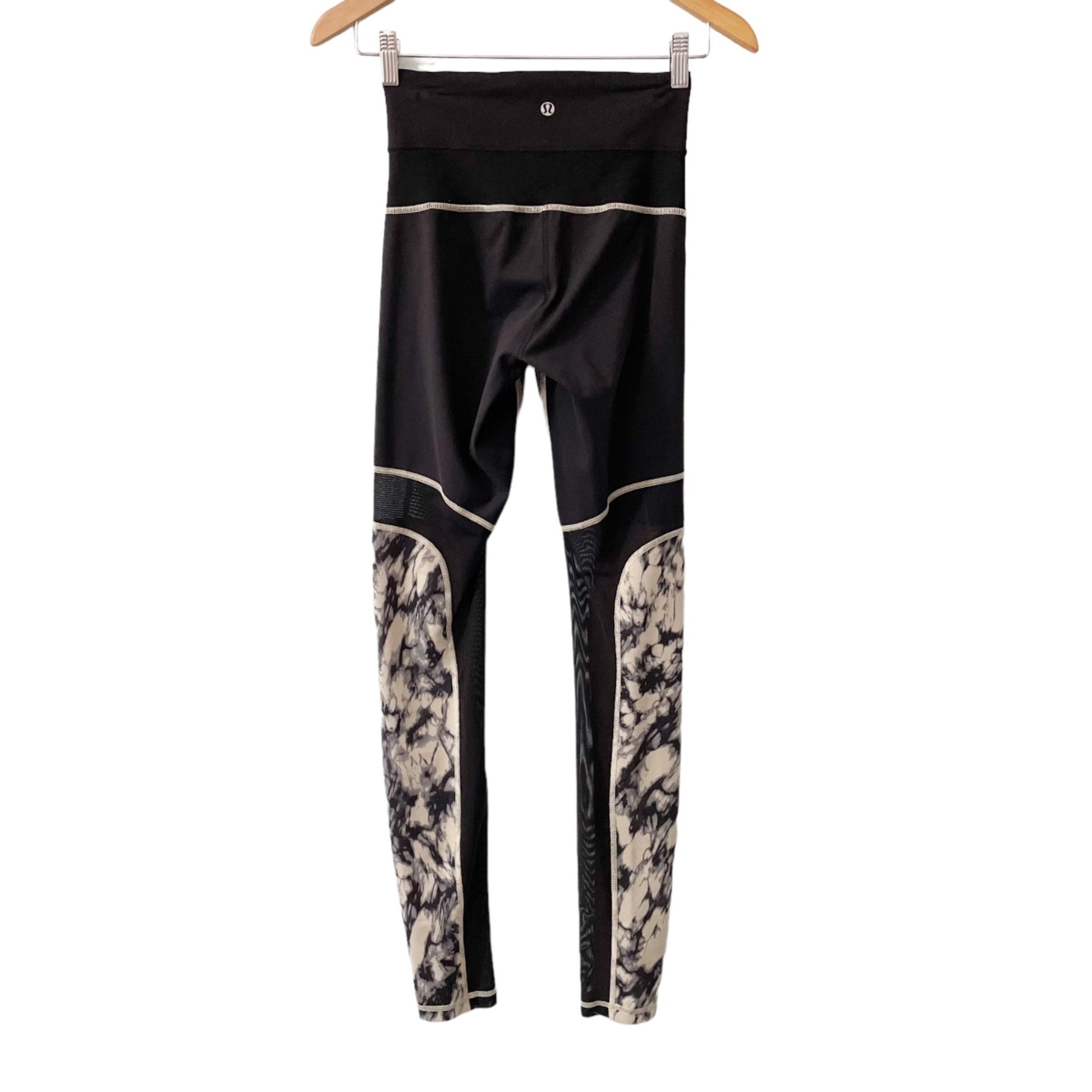lululemon leggings size 4 womens high waisted marble gray black mesh 