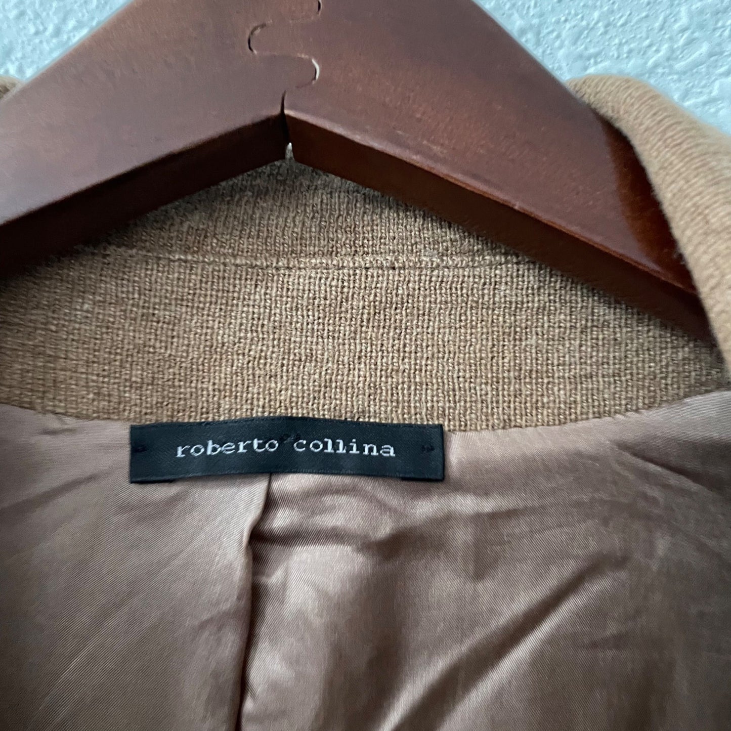 Roberto Collina Camel Lambs Wool Silk Blend Blazer Women's Size Small Classic